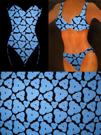 Nyomott mintás fürdőruha anyag